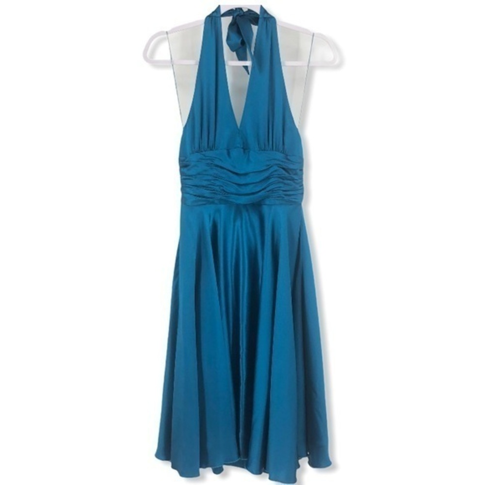 ADRIANNA PAPELL Boutique Halter Top Silk Dress